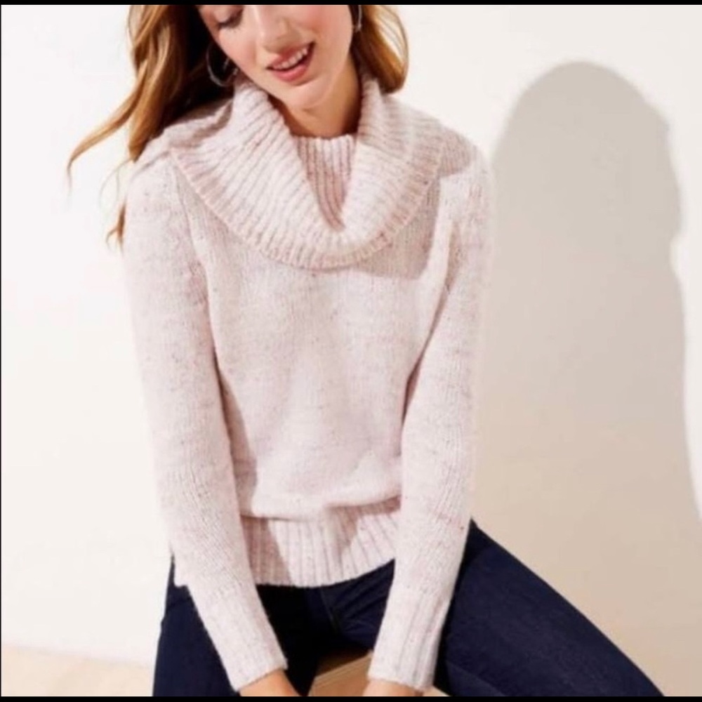 LOFT Pink Cowl Neck Sweater